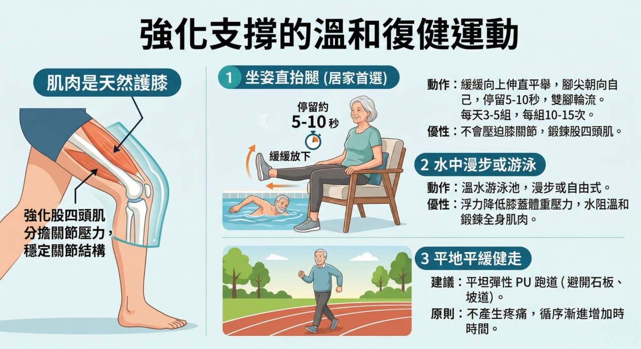 強化膝關節周邊肌肉的溫和運動