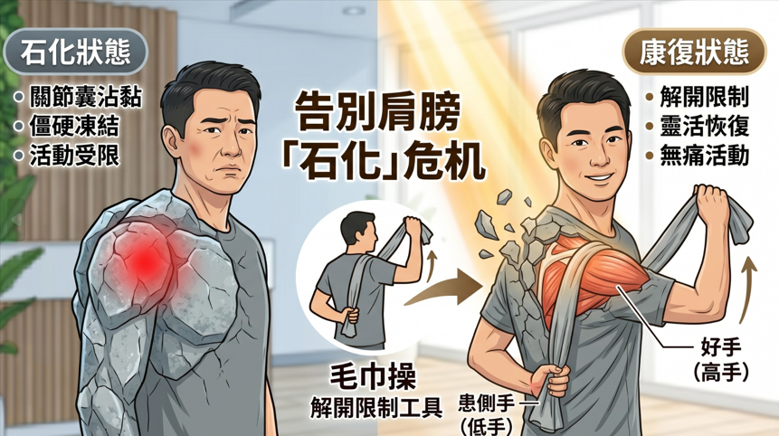 【五十肩伸展與衛教】告別肩膀「石化」危機！圖解居家舒緩與「二次離心Prp」精準修復
