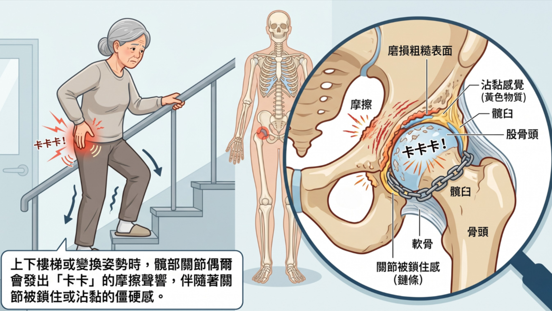 髖關節退化三大跡象